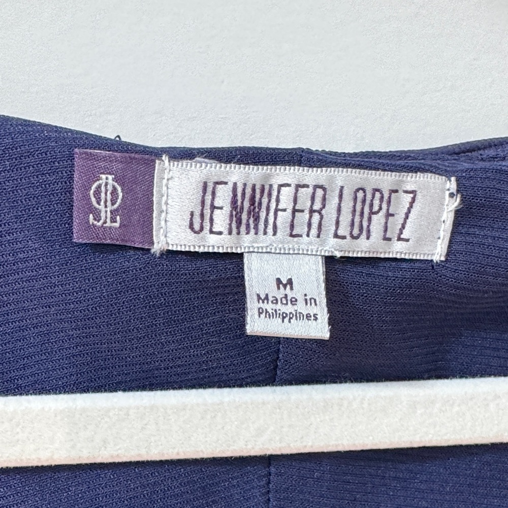 Jennifer Lopez Navy Textured Crop Top - Picture 2 of 5